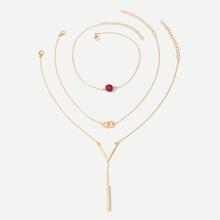 Romwe Bar & Ball Chain Choker Set 3pcs