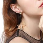 Romwe Faux Pearl Detail Layered Drop Earrings