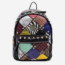 Romwe Animal Print Studded Backpack
