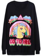 Romwe Unicorn Rainbow Print Sweatshirt