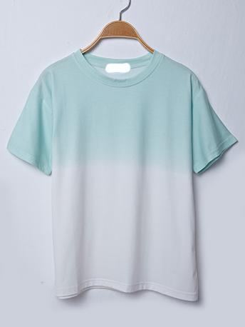 Romwe Aqua Green Ombre Drop Shoulder T-shirt