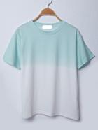 Romwe Aqua Green Ombre Drop Shoulder T-shirt