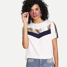 Romwe Cut And Sew Solid Tee