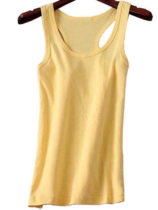Romwe Y-back Yellow Tank Top
