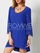Romwe Black Scoop Neck With Lace Dress