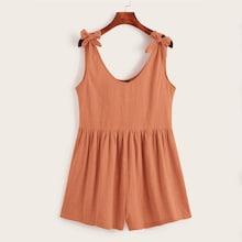 Romwe Knot Shoulder High Waist Romper