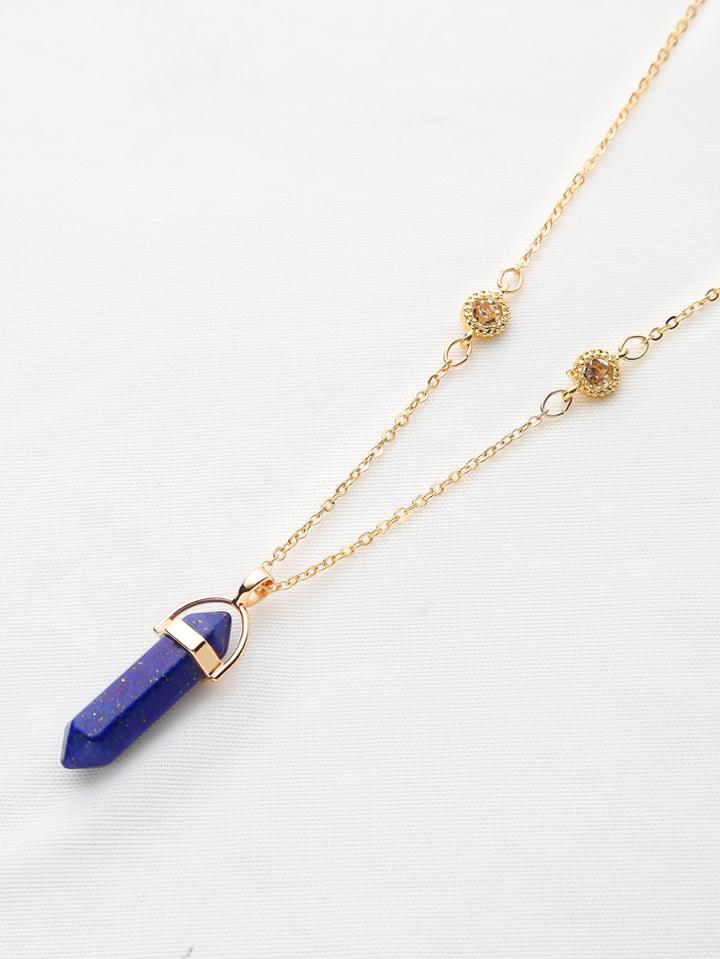 Romwe Contrast Crystal Pendant Necklace