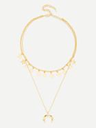 Romwe Moon Pendant Link Necklace With Star Charm