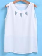 Romwe Round Neck Cut Out Tank Top