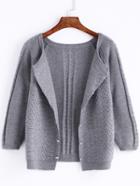 Romwe Women Crochet Buttons Grey Coat