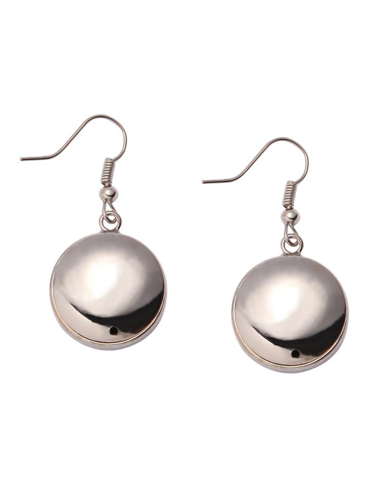 Romwe Alloy Snap Button Drop Earrings