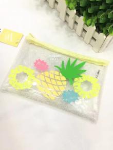 Romwe Fruit Print Glitter Transparent Pouch Bag
