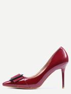Romwe Burgundy Buckle Pointed Toe Pumps
