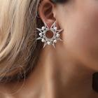 Romwe Faux Pearl Detail Star Stud Earrings