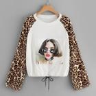 Romwe Leopard Panel Drawstring Hem Sweatshirt