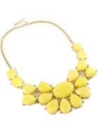 Romwe Yellow Drop Gemstone Gold Chain Necklace