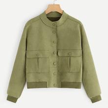 Romwe Single Breasted Suede Jacket