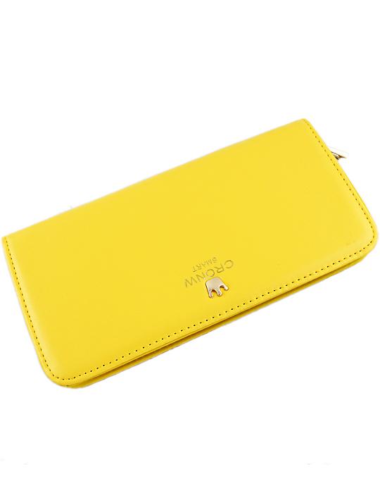 Romwe Yellow Imperial Crown Embellished Clutch Bag