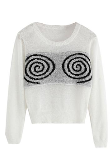 Romwe Double Lollipops Knitted White Jumper