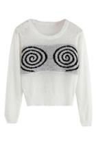 Romwe Double Lollipops Knitted White Jumper