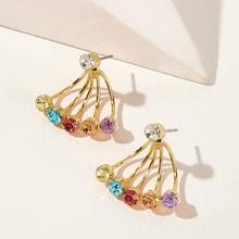 Romwe Color-block Rhinestone Ear Jacket 1pair