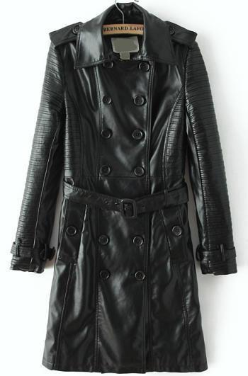 Romwe Double Breasted Belted Trench Coat