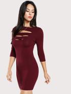 Romwe Laddering Cut Out Front Fitted Dress