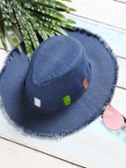 Romwe Blue Denim Hat With Raw Trim Design
