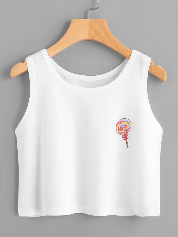 Romwe Lollipop Print Tank Top