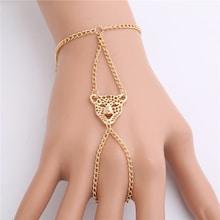 Romwe Tiger Detail Finger Ring Combination Chain Bracelet