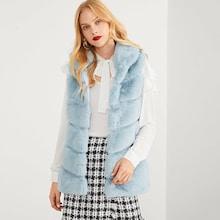 Romwe Paneled Faux Fur Hooded Vest