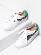 Romwe Dragon Embroidery Lace Up Sneakers
