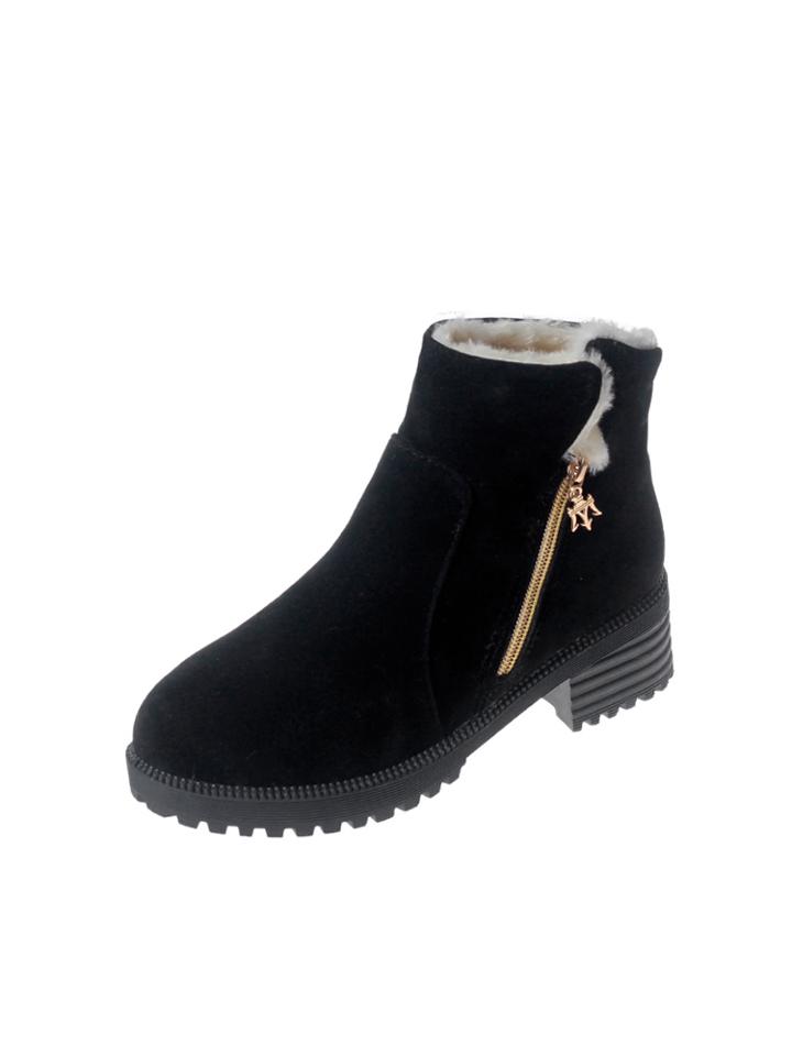 Romwe Side Zipper Round Toe Ankle Boots