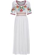 Romwe Half Sleeve Embroidered Maxi Dress