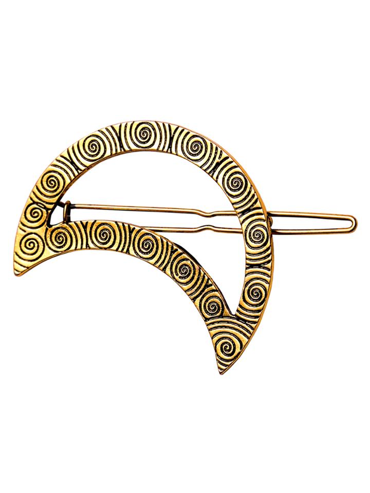 Romwe Antique Gold Hollow Out Moon Hair Clip