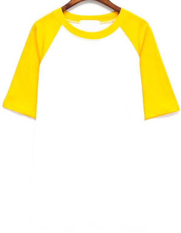 Romwe Contrast Yellow Short Sleeve T-shirt