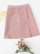 Romwe Striped Overlap Skirt