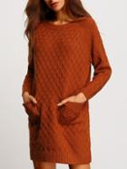 Romwe Raglan Sleeve Pockets Sweater Dress