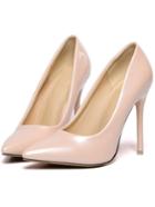 Romwe Nude Pointed Toe High Stiletto Heel Pumps