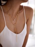 Romwe Star & Triangle Pendant Layered Chain Necklace