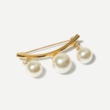 Romwe Faux Pearl Detail Bar Brooch