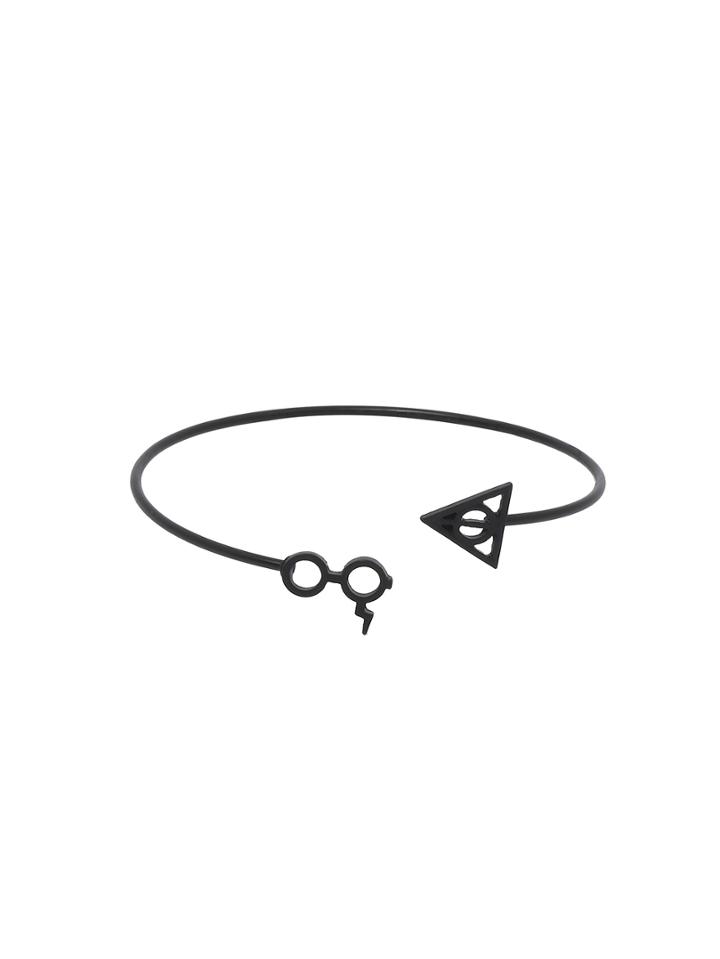 Romwe Black Deathly Hallows Glasses Bracelet