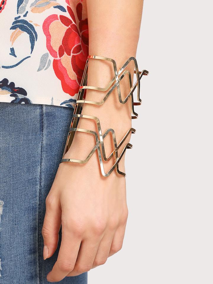 Romwe Hollow Geometric Design Cuff Bracelet