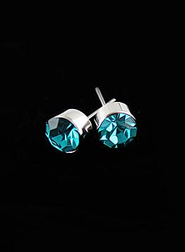 Romwe Light Blue Diamond Silver Stud Earrings