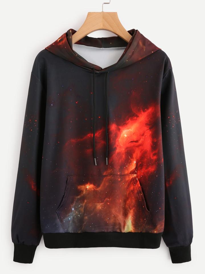 Romwe Starry Space Print Hoodie