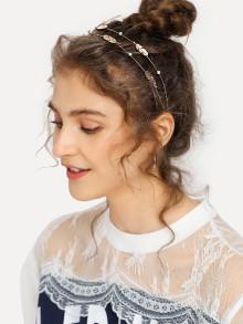 Romwe Leaf & Rhinestone Decorated Headband
