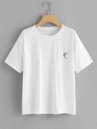 Romwe Dolphin Embroidered Tee