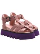 Romwe Pink Buckle Strap Heavy-bottomed Sandals