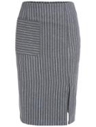 Romwe Vertical Striped Split Pocket Skirt