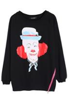 Romwe Clown Print Black Sweatshirt
